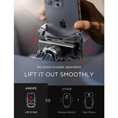 AINOPE Car Phone Holder Mount Vent 2025 Gravity Air Vent Phone Holders for Your Car for iPhone 16 Pro Max with Vent Clip Hand Free Cell Phone Car Mount Holder for iPhone 15 Plus Samsung Red