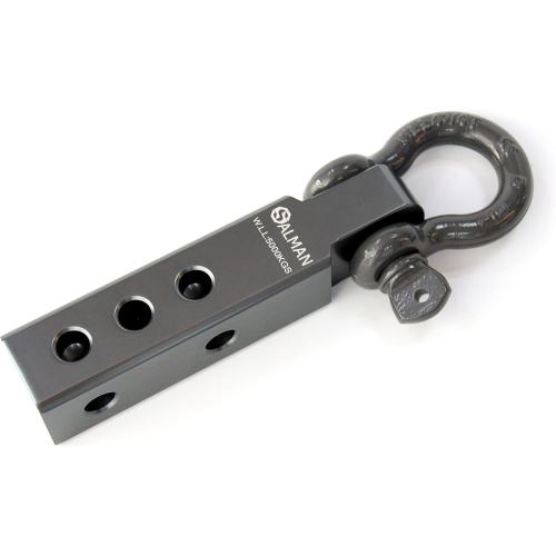 SALMAN 5T 11,000 LBS WLL Aluminum Alloy 6061 Long Hitch Receiver and Bow-Shackle and Pin with R Clip Winch Accessories (Grey)