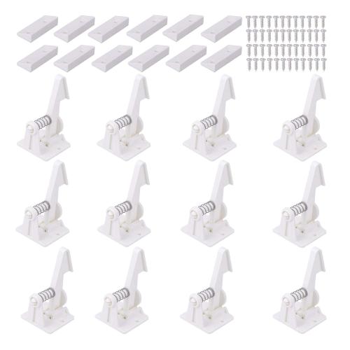 Vmaisi 12 Pack Cabinet Locks Child Safety Latches - Baby Proofing Cabinets Drawer Lock with Adhesive Easy Installation - No Drilling or Extra Screws (White)