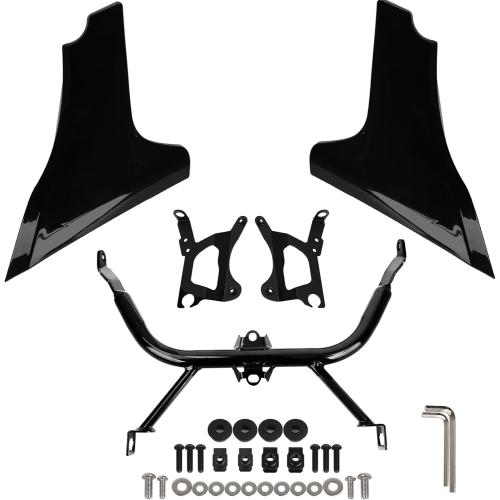 Side Panel Fairing Kit compatible with Harley Davidson CVO Road Glide FLTRXSE/FLTRXSTSE 2023-2025, Gloss Black Unpainted Spoilers Cover Support Bracket Kit,No-Drill