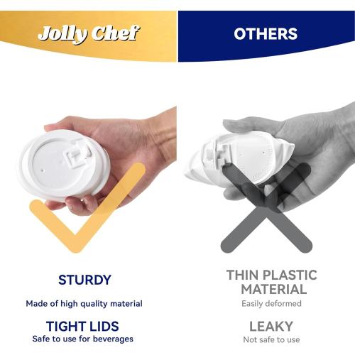 JOLLY CHEF 16 oz Coffee Cups with Lids 100 Pack, Disposable Hot Paper Coffee Cups with Lids, Sleeves and Stirrers for Christmas, Thanksgiving, Party