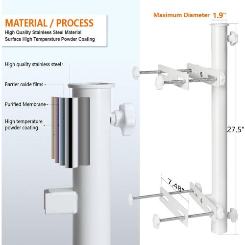 304 Stainless Steel Umbrella Deck Mount, Patio Umbrella Holder, Post White | Fits Umbrellas up to 1.9, Easy Installation, Sturdy, Save Space, Heavy Duty Outdoor Umbrella Base, Railing Mounting Brackets