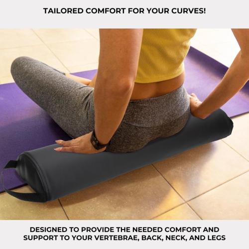 ForPro Premium Half-Round Bolster Pillow for Massage and Yoga, Oil and Stain-Resistant, 6”W x 3 H x 26”L, Black