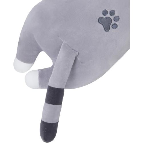Long Cat Body Pillow for Kids, Cute Cat Stuffed Animals Gifts for Girls, Long Cat Plush Toy for Birthday, Soft Cat Plushies Pillow (Grey, 19.6in/50cm)