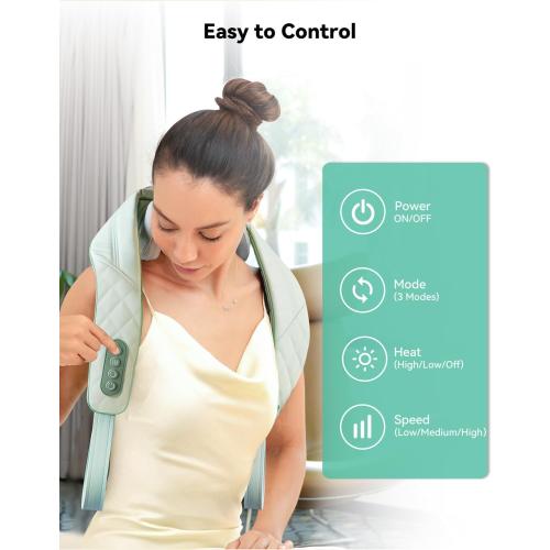 Snailax Cordless Neck Shoulder Massager with Heat, 4D Deep Tissue Kneading, Shiatsu Back Massager Pillow for Neck, Shoulder, Christmas Gifts for Men, Women