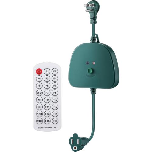 Christmas Light Controller with Remote, Create Dazzling Lighting Displays with Multiple Functions, Timer, Dusk to Dawn Sensor, Adjust Speed for Christmas Outdoor String Light (1 Channel, 16 Functions)