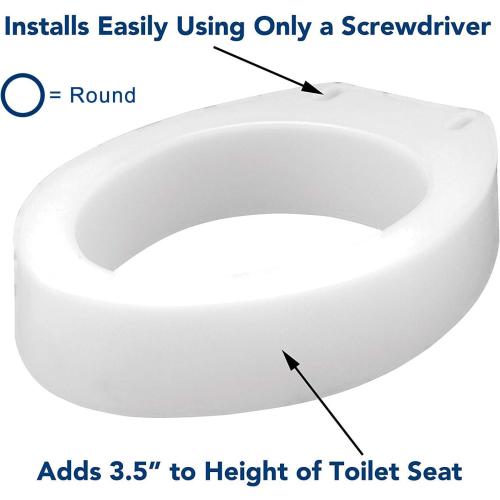 Carex Toilet Seat Riser, Round Raised Toilet Seat Adds 3.5 inches to Toilet Height, for Assistance Bending or Sitting, 300 Pound Weight Capacity Toilet Riser