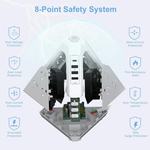 Tower Surge Protector Power Strip, NVEESHOX 9 AC Outlets with 4 USB Ports (1 USB C) 3-Side Triangle Outlets with USB Ports,6.5 Ft,Flat Plug, Charging Station with Surge Protection