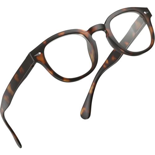 Brown and Black grinderPUNCH Classic Reading Glasses for Women and Men Stylish Lightweight Readers Round Readers for Women and Men