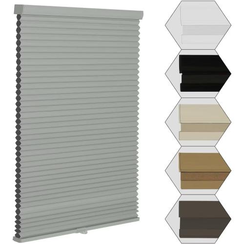 MYshade Cordless Blackout Window Blinds & Shades Pull Down Room Darkening Window Shades Light Blocking Honeycomb Cellular Shade for Indoor Windows Easy to Install 59 inch Wide, H72 Grey Blinds