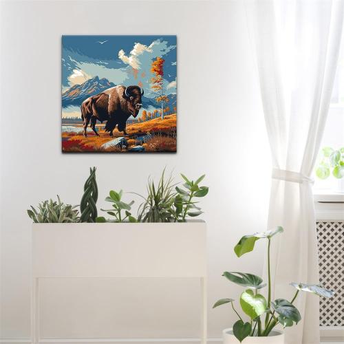 Natuyalo Paint by Numbers Kit for Adults with Frame, Highland Cattle Framed Paint by Numbers for Adults Beginner, Animal Plateau Cattle DIY Acrylic Painting Kit 12x12 Inch