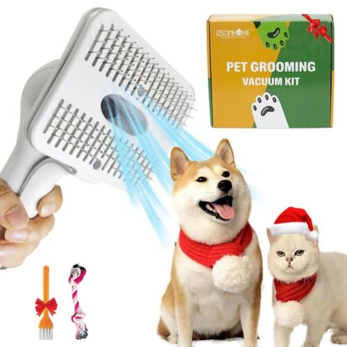 Dog Cat Brush for Shedding and Grooming,Self Cleaning Slicker Brush,Massage the skin,Easy to Clean Comb for Long or Short Haired Pets,Also use with Vacuum,Compatible with Vac 32&35mm
