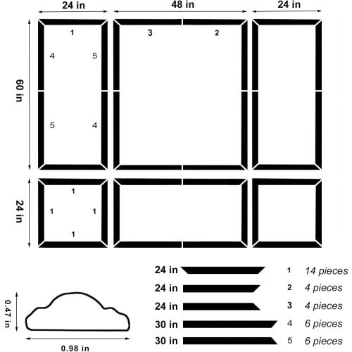 3 Set Peel and Stick Wall Molding Kit,Premade Self Adhesive Wainscoting Panels,Ready to Assemble Accent Molding Trim for Interior Wall Moulding Decor (24x60in)