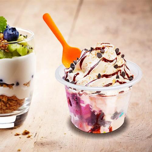 50 Pcs 8oz Clear Plastic Cup with Dome Hole Lids,Disposable Dessert Cups,Take away Food Containers Bowls for Ice Cream,Salad,Parfait,Fruit,Drink