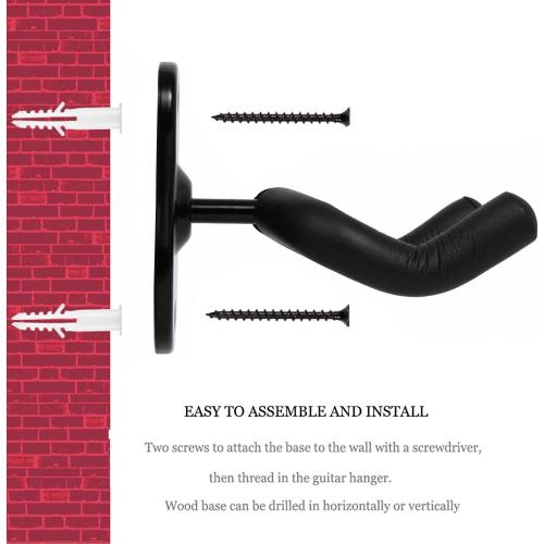 WOGOD Guitar Wall Mount Hangers Hook Holder Stand (1Pack-Black …