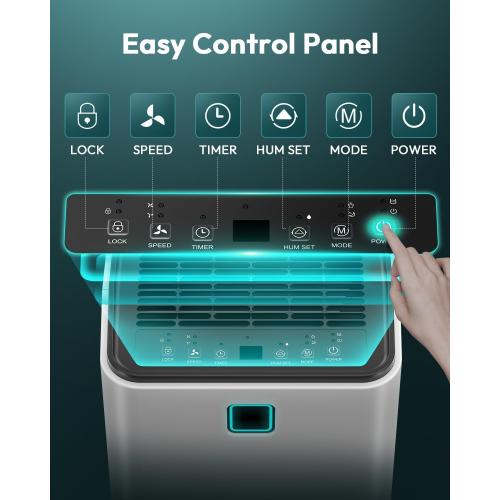 2000 Sq. Ft Dehumidifier for Home/Basement, 30 Pints 36 dB Dehumidifiers for Bedroom/Bathroom With Drain Hose LED Intelligent Humidity Light