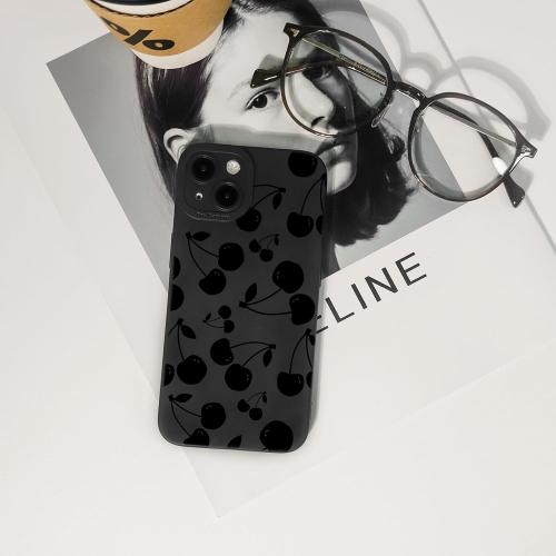 Lovmooful Compatible for iPhone 15 Plus Case Cute Cool Cherry Black Design for Girls Women Soft TPU Shockproof Protective Girly for iPhone 15 Plus-Cherry