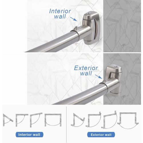 Curved Shower Curtain Rod, TOPROD Round Shower Curtain Rod 48-72 Inches Adjustable, Rounded Bowed Stainless Steel Shower Rods for Bathroom, Bathtub, More Shower Space, Brushed Nickel, Need to Drill