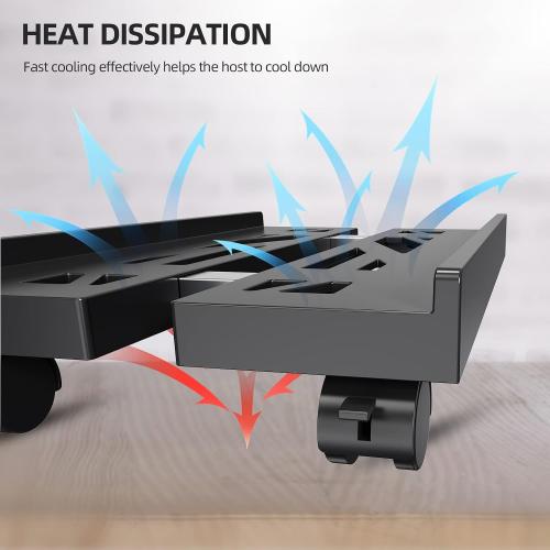 Adjustable Mobile CPU Stand, Ventilated Computer Tower Stand with 4 Caster Wheels Fits Most PC Tower, Under Desk CPU Holder PC Floor Cart Computer Riser for Students and Gamers (Black)