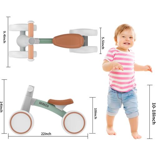 SEREED Baby Balance Bike for 1 Year Old Boys Girls 12-24 Month Toddler Balance Bike, 4 Wheels Toddler First Bike, First Birthday Gifts