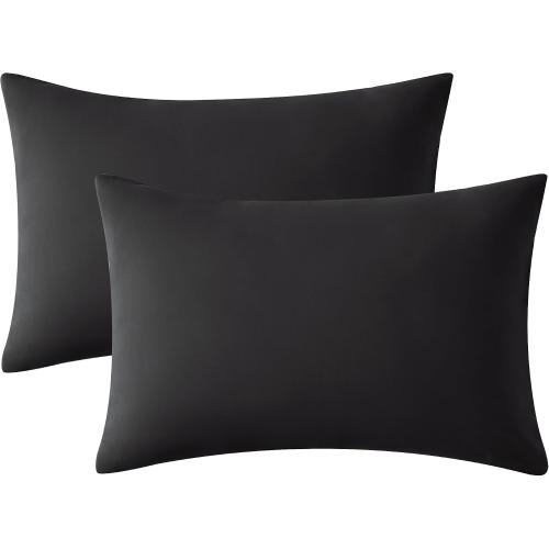 EXQ Home Toddler Pillowcases Zippered 13x18, Set of 2 (Black)