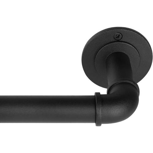 Rustic Curtain Rod, Industrial Curtain Rods for Windows 48 to 84 Inches, Blackout Wrap Around Curtain Rod, for Indoor and Outdoor, Simple Modern Design, 48 to 86 Inches, Black