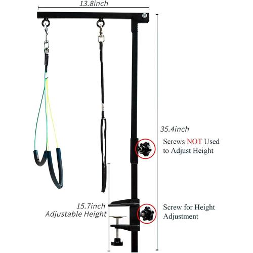 Dog Grooming Arm with Clamp, Dog Grooming Loop Noose and No Sit Haunch Holder for Small Pets, 35.4 Inches, Adjustable Height