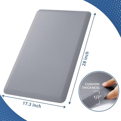 KitchenClouds Kitchen Mat Cushioned Anti Fatigue Rug 17.3x28 Waterproof Non Slip Standing Desk Mat Comfort Floor Mats for Kitchen House Sink Office (Grey)
