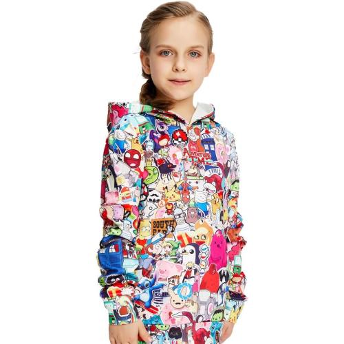 Size S NEWCOSPLAY Boys Hoodies Hooded Sweatshirt 3D Novelty Pullover with Pocket for Girls Kids 6-14 Years(Light Comic, Large)