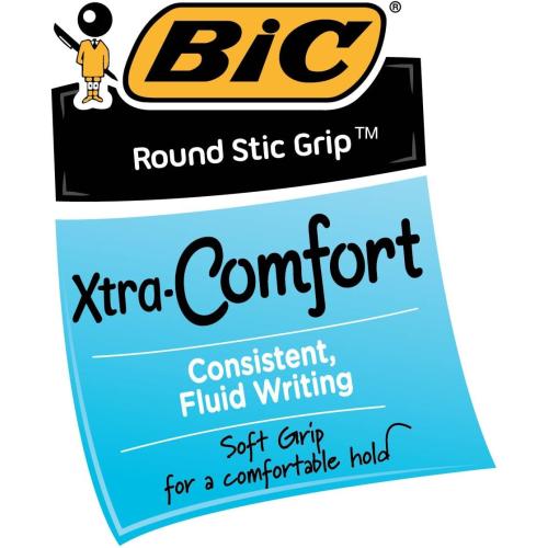 BIC Round Stic Grip Xtra-Comfort Medium Ball Point Pen; Blue; 10 Pack