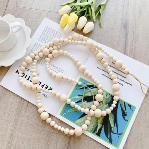 2PCS Christmas Wood Beads Garland 14.4 Feet Wooden Bead Garland Boho Ornaments for Christmas Tree, Xmas Vintage Rustic Farmhouse Round Craft Bead Hanging Holiday Decorations(7.2 Feet/1Pcs)