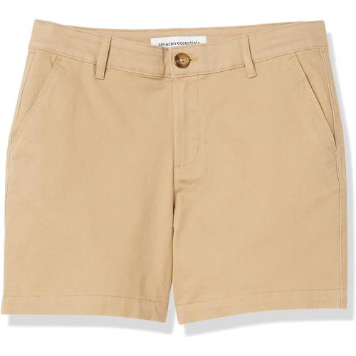 SIZE 10 Amazon Essentials Women's Mid-Rise Slim-Fit 5 Inch Inseam Khaki Short (Available in Straight and Curvy Fits)