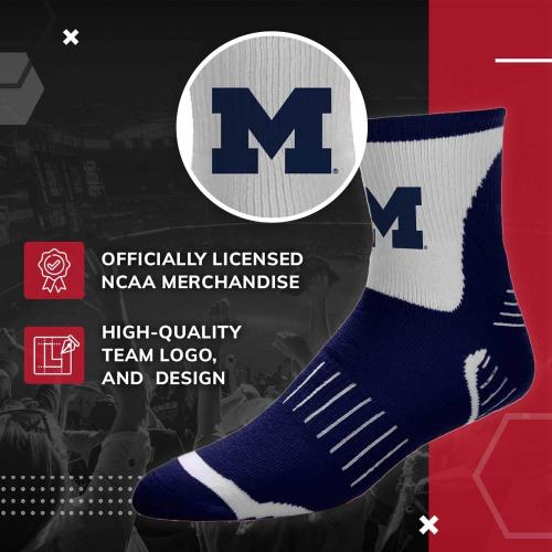 For Bare Feet Adult NCAA Surge Quarter Length Crew Socks - All Weather Performance - Men & Women - Enhance Your Team Footwear