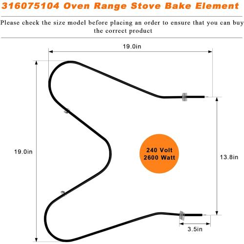 316075104 316075103 Oven Bake Heating Element by Blutoget-Fit for Frigidaire Kenmore Oven Heating Element Replaces PS438018 316282600 316075100 AH2332301 AP2125026 FEF366ECD FEF366EMD FEF326FSEF