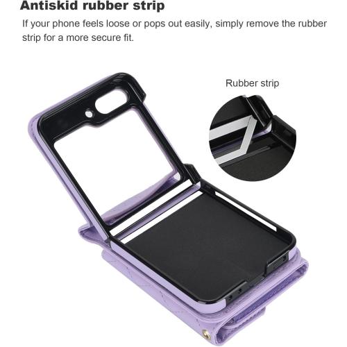 PURPLE SAMSUNG GALXY FLIP WALLET CASE KIHUWEY for Crossbody Purse with Credit Card Slot Holder RFID Blocking PU Leather Adjustable Lanyard Detachable Strap Wrist for Women (Purple)