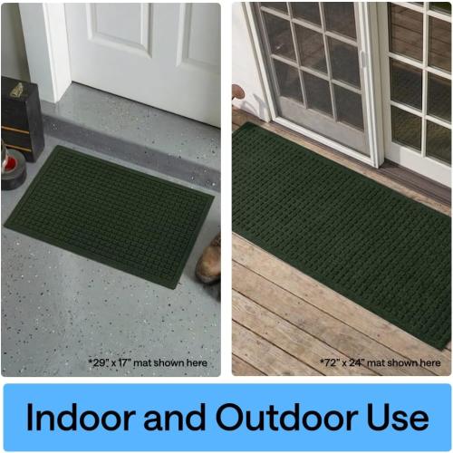GORILLA GRIP® Ultra Absorbent Front Door Mat Outside Entrance, Traps Dirt and Moisture, HydroABSORB Indoor Outdoor Doormat Holds Up to 1.7 Cups Water, Stain and Fade Resistant Welcome Mat, 29x17 Green