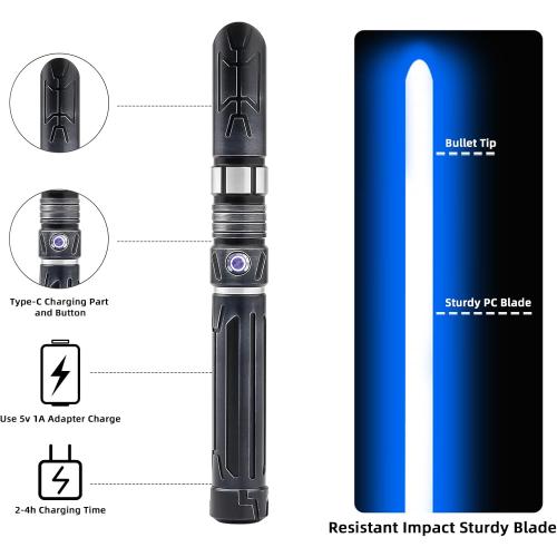 Lightsaber Dueling Light Saber with 12 RGB Colors 16 Sound Fonts and Motion Control, Force FX Lightsabers with Retro Weathered Handle and Replaceable Blade, Light Sabers for Adults, Kids