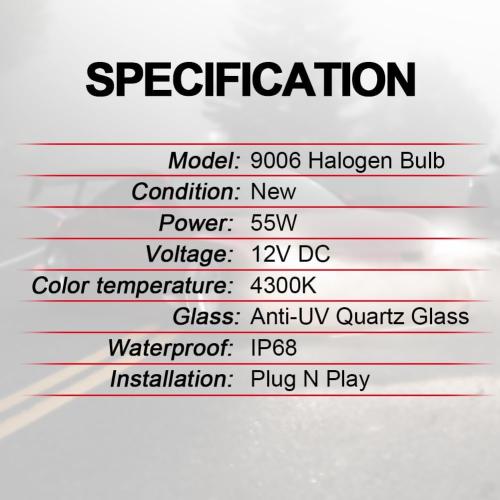 WinPower 9006 HB4 Halogen Headlight Bulb Bright Warm White 55W 4300K, 2Pack