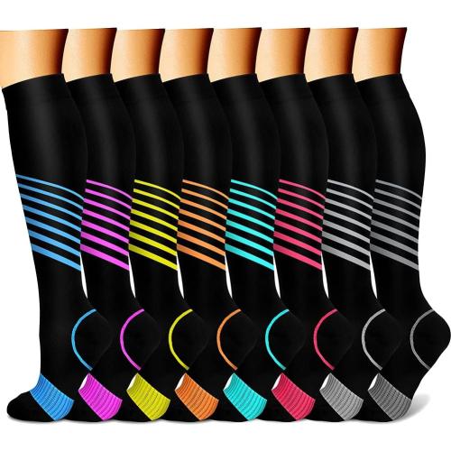 CHARMKING Compression Socks for Women & Men Circulation (8 Pairs) 15-20 mmHg is Best Support for Athletic Running,Cycling