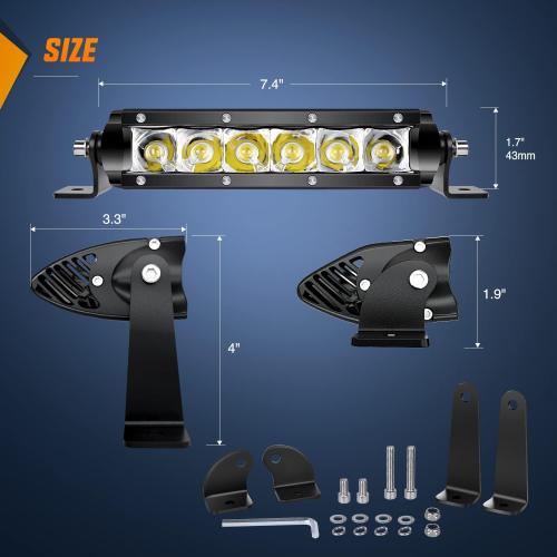 Nilight Led Pods Light Bar Super Slim 2Pcs 7 Inch 30W Spot Driving Fog 3600LM Off Road Lighting for Trucks Pickup SUV ATV UTV Boat 4x4 Van Camper - 2 Style Mounting