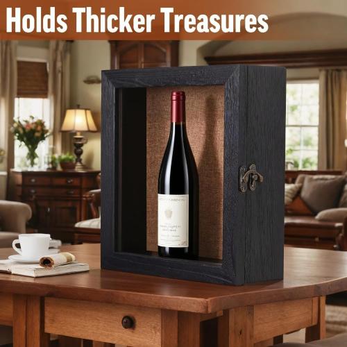 15x15x4 Shadow Box, Exterior Depth 4in Extra Deep Shadow Box Frame for Pictures, Photos and Keepsake(Black)