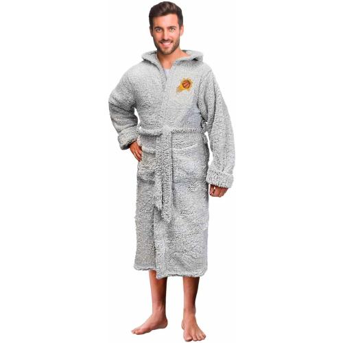 Northwest NBA Adult Plush Hooded Robe with Pockets - 100% Polyester Sherpa Blend - Machine Washable - Relaxation & Style (Phoenix Suns - Gray, One Size)