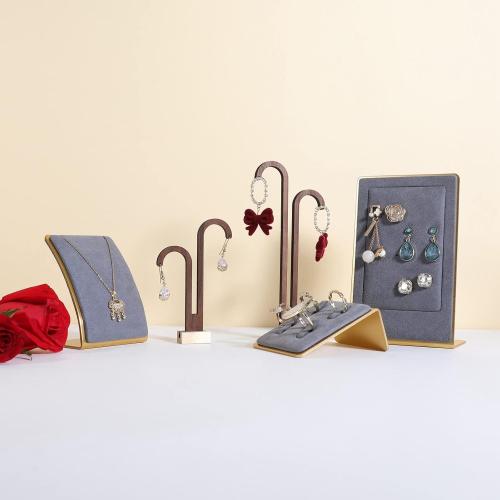 2 pcs walnut earring display stands for selling, cute earring hanger, wood hanging earring holder for boutique display【Y shape rectangle base-2pcs】