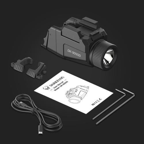 DARKFANG Compact Pistol Flashlight 1000 Lumen Tactical Flashlight | High and Low Rear Switch for Glock and Picatinny Rail