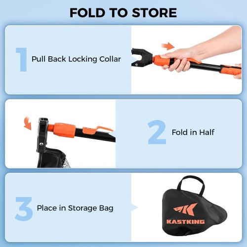 KastKing Titanet Fishing Net, Durable Aluminum Handle, Non-Slip Hi-Vis Grip, Compact Bag & Lanyard, Ideal for Kayak, Lake, Fly, or River Fishing, 2 Net Options