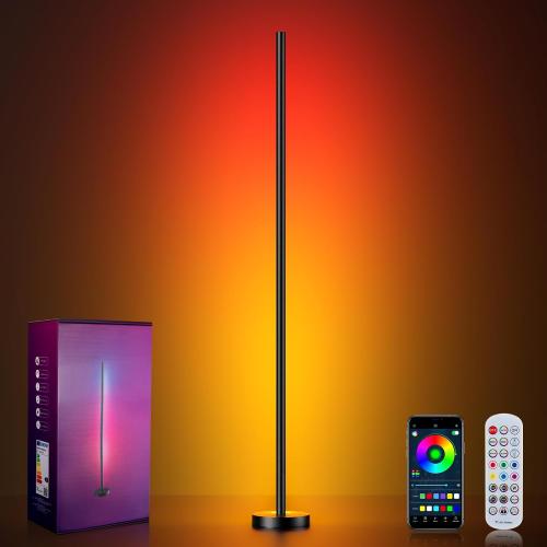 Smart RGBICW LED Corner Floor Lamp - 16 Million DIY Colors, 68  Scenes, Music Sync, App & Remote Control, Color-Changing Ambient Lighting for Living Rooms, Bedrooms, and Gaming Rooms