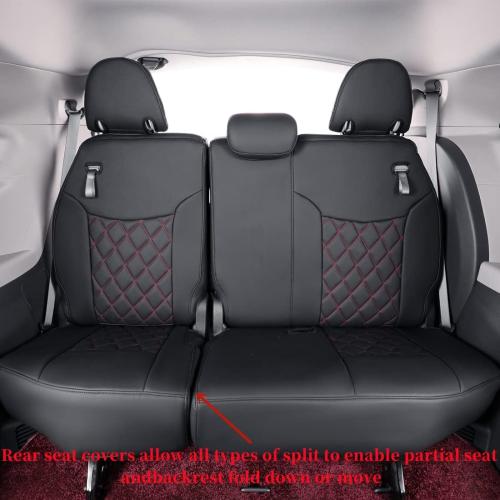 coverdream Sienna Seat Covers Custom Fit for 2021-2024 2025 Toyota Sienna LE & XLE (8-Seater),2nd Row Bench Seats w/Removable Middle Seat,Full Coverage Leather Car Seat Protector (Full Set,Black/Red)