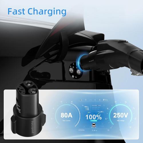 J1772 to Tesla Charger Adapter, Max 80A 250V Fast Charging J1772 to NACS Adapter for Tesla Model 3/Y/X/S/Cybertruck Charging Adapter, Compatible with J1772 EV Charge to Tesla Adapter -UL 2252