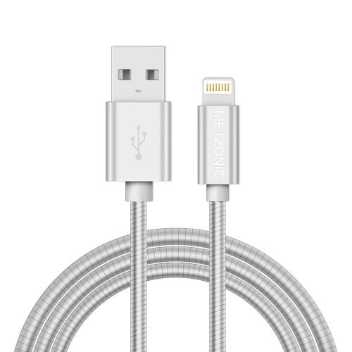 2 Pack MFi Certified Metal Charger Cable 3.3FT Stainless Steel Braided Fast Charging USB Cable High Speed Connector Data Sync Compatible with iPhone/iPad Transfer USB Cord