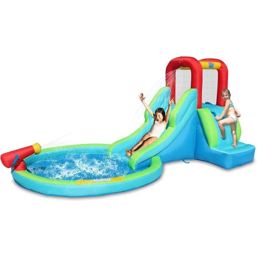 Action Air Inflatable Waterslide, Bounce House with Slide for Wet and Dry, Kids Backyard Waterpark for Summer Fun, Water Gun & Splash Pool for Age 3-8, Love for Kids